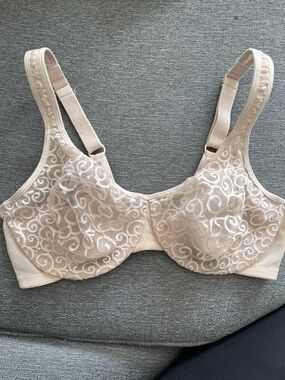 Christina Lace Overlay Underwire Bra - Beige